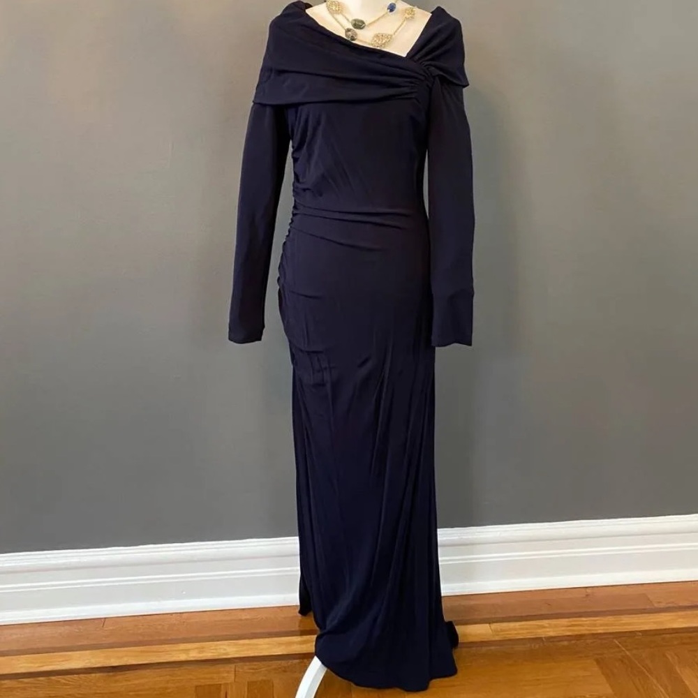 Badgley Mischka Long Navy Evening Gown Dress Size 14